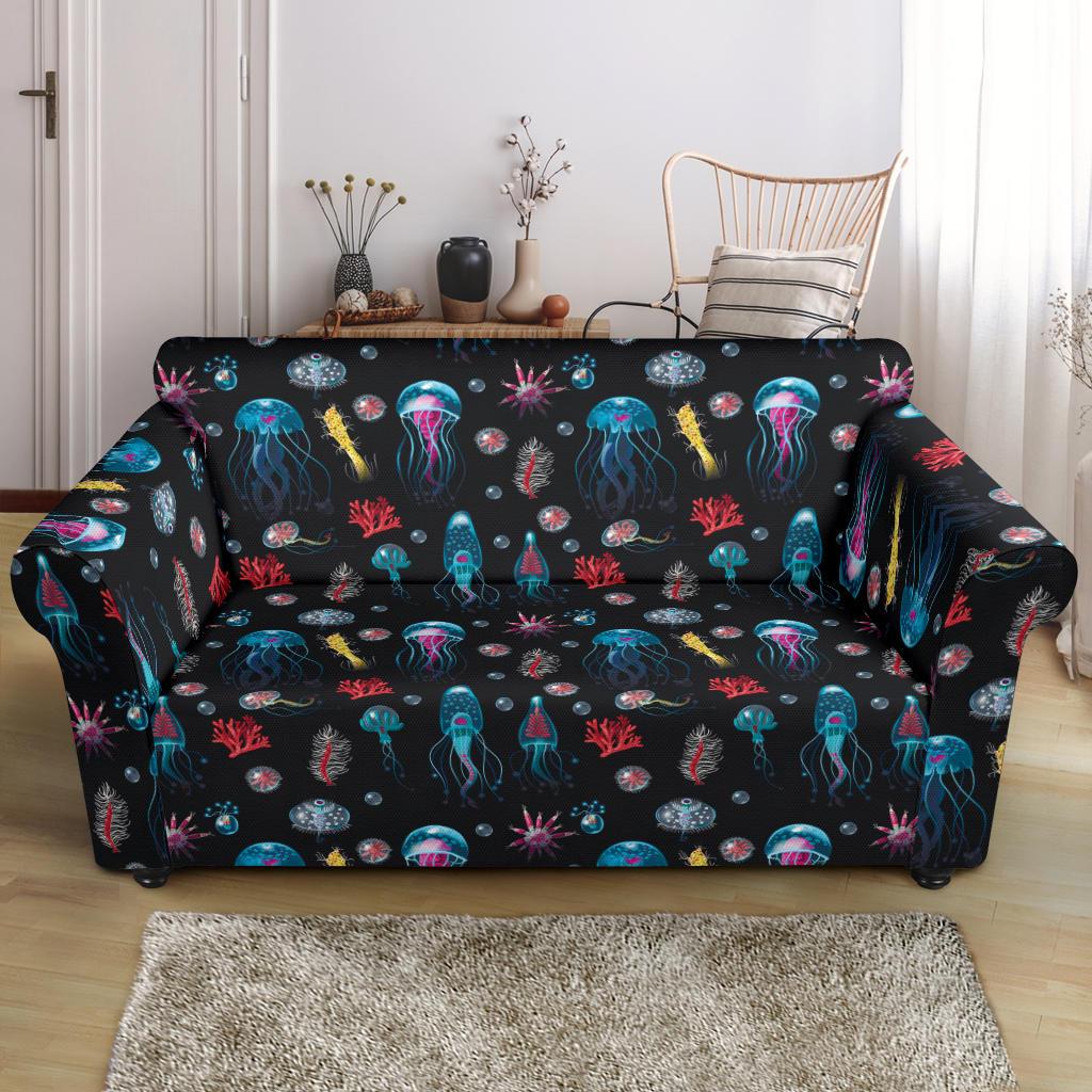 Jellyfish Underwater Print Loveseat Slipcover-JTAMIGO.COM