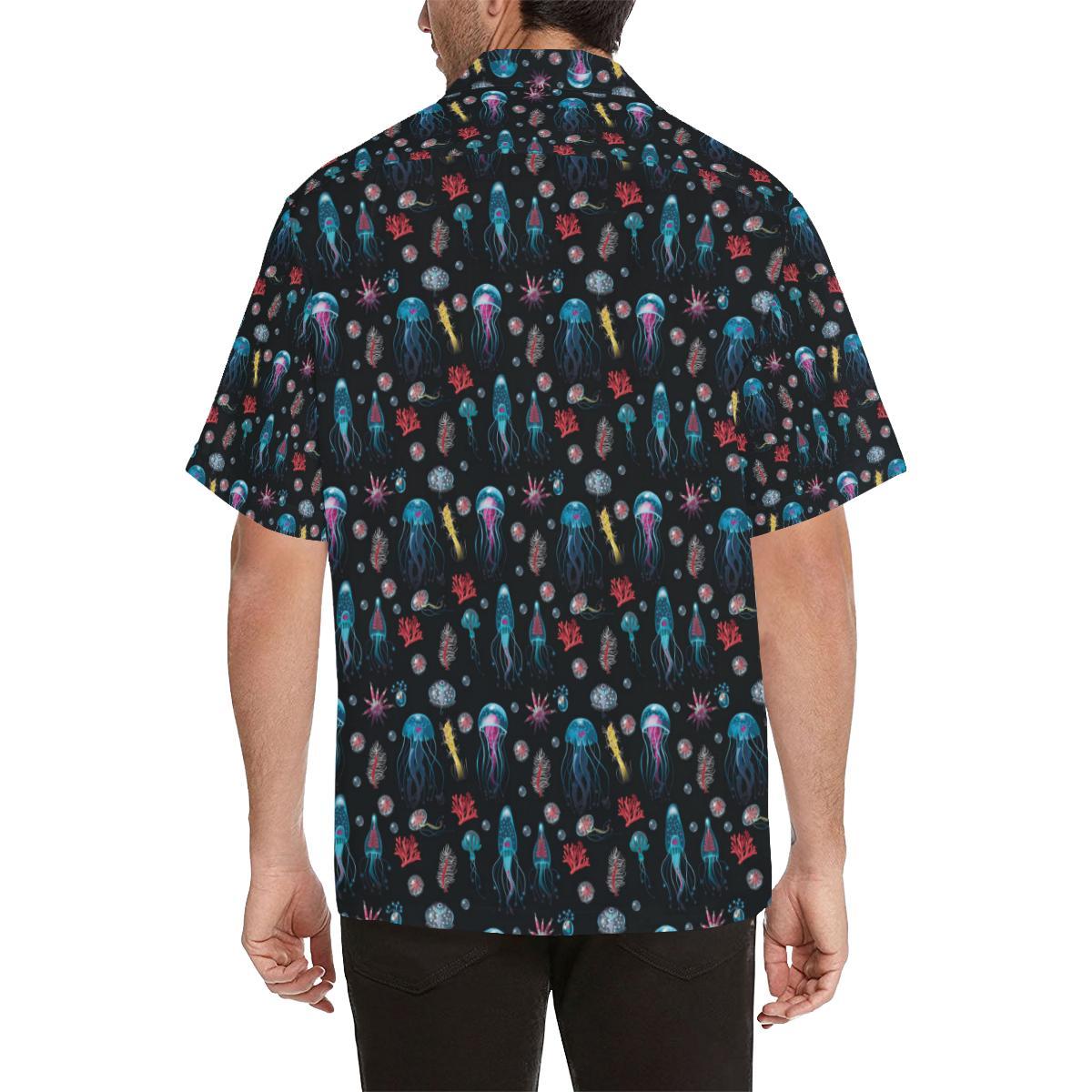 Jellyfish Underwater Print Men Aloha Hawaiian Shirt