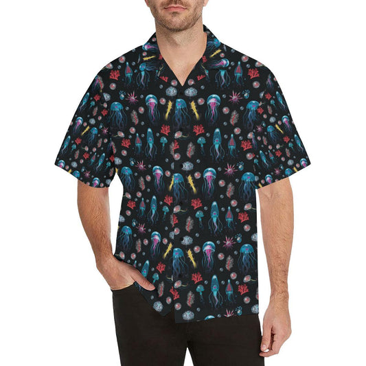 Jellyfish Underwater Print Men Aloha Hawaiian Shirt