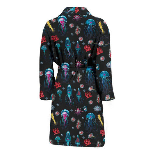 Jellyfish Underwater Print Men Bath Robe-JTAMIGO.COM