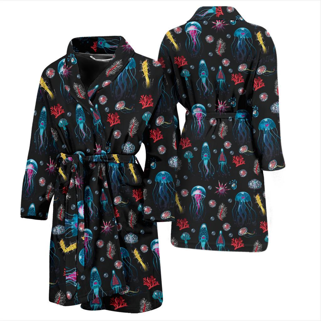 Jellyfish Underwater Print Men Bath Robe-JTAMIGO.COM
