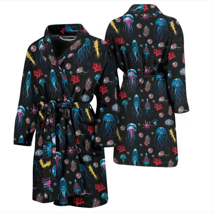 Jellyfish Underwater Print Men Bath Robe-JTAMIGO.COM
