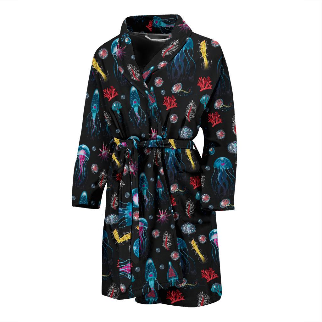 Jellyfish Underwater Print Men Bath Robe-JTAMIGO.COM