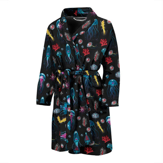 Jellyfish Underwater Print Men Bath Robe-JTAMIGO.COM