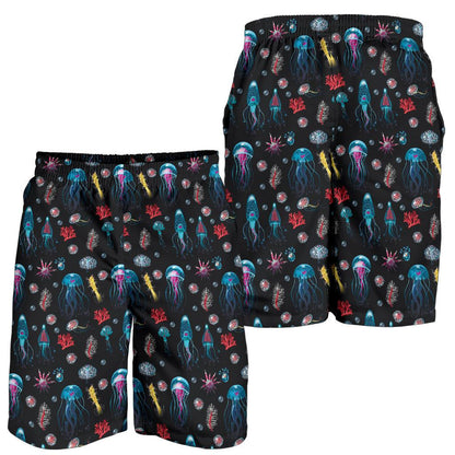 Jellyfish Underwater Print Mens Shorts-JTAMIGO.COM