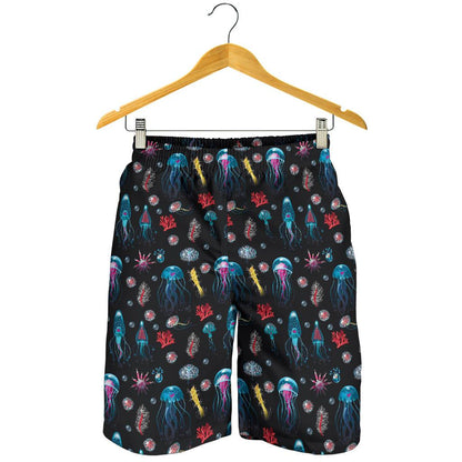 Jellyfish Underwater Print Mens Shorts-JTAMIGO.COM