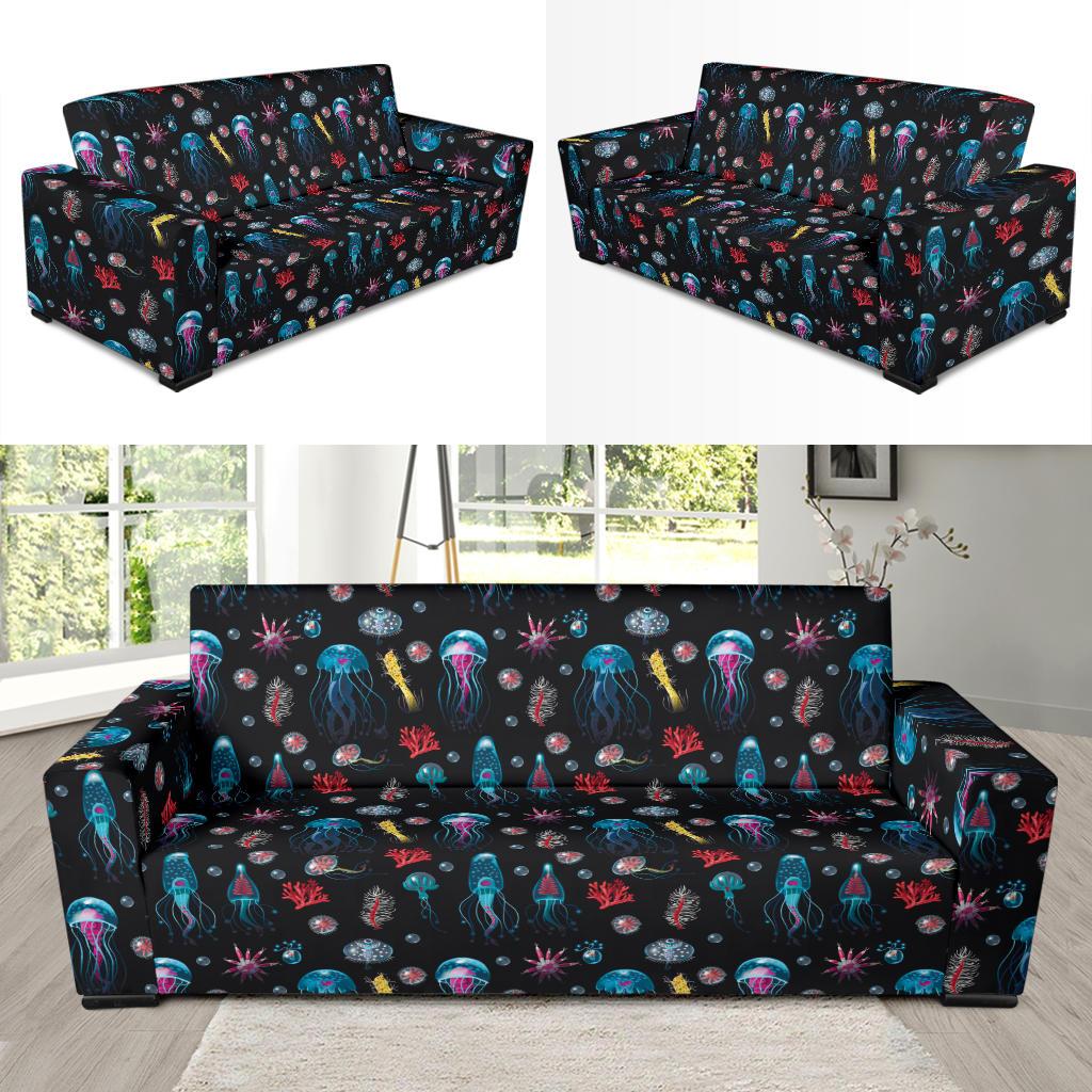 Jellyfish Underwater Print Sofa Slipcover-JTAMIGO.COM