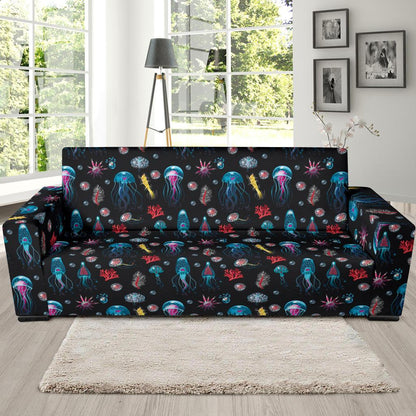 Jellyfish Underwater Print Sofa Slipcover-JTAMIGO.COM