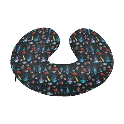 Jellyfish Underwater Print U-Shaped Travel Neck Pillow-JTAMIGO.COM