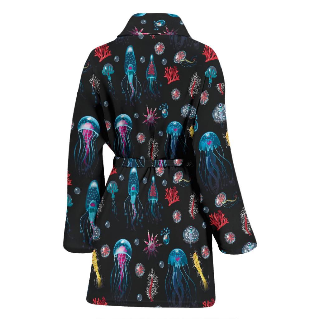 Jellyfish Underwater Print Women Bath Robe-JTAMIGO.COM