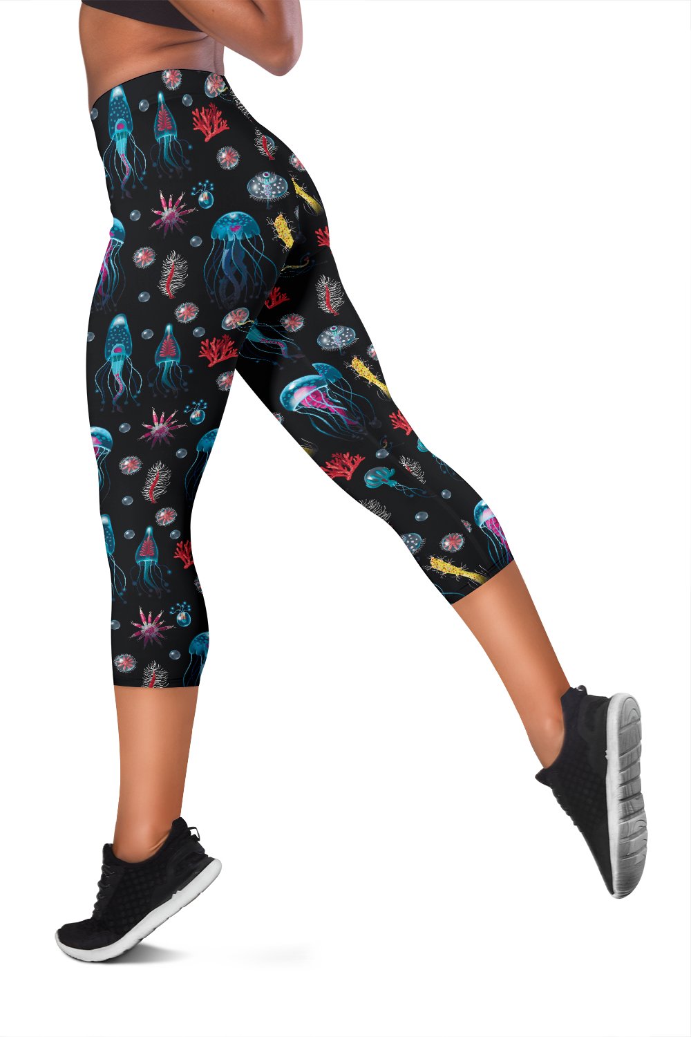 Jellyfish Underwater Print Women Capris