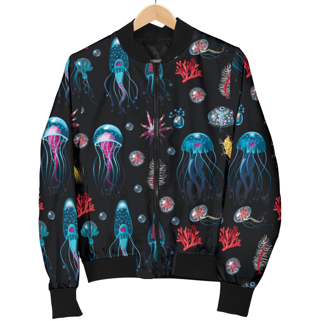 Jellyfish Underwater Print Women Casual Bomber Jacket