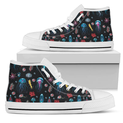 Jellyfish Underwater Print Women High Top Shoes