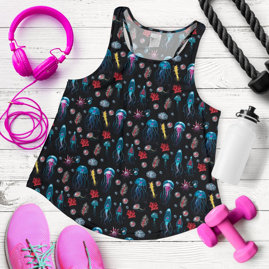 Jellyfish Underwater Print Women Racerback Tank Top