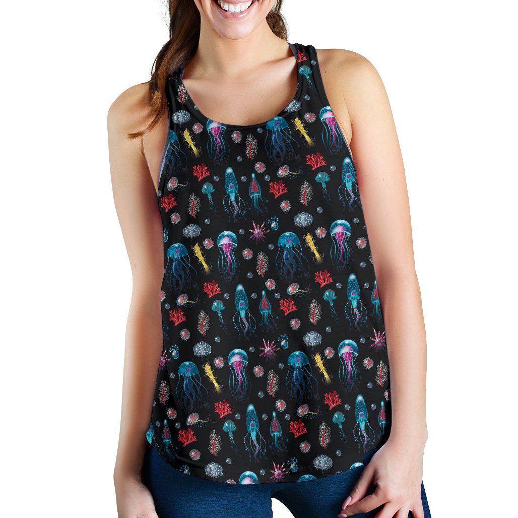 Jellyfish Underwater Print Women Racerback Tank Top