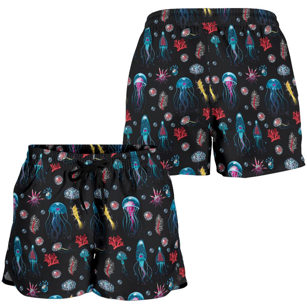 Jellyfish Underwater Print Women Shorts-JTAMIGO.COM