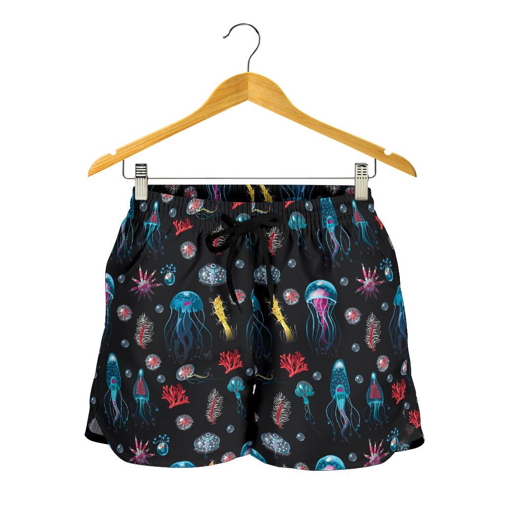 Jellyfish Underwater Print Women Shorts-JTAMIGO.COM