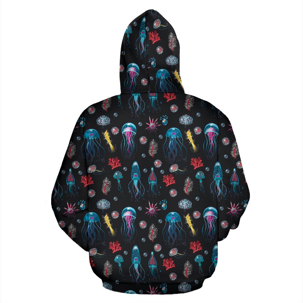 Jellyfish Underwater Print Zip Up Hoodie