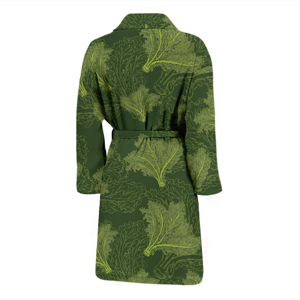 Kale Pattern Print Design 01 Men Bathrobe-JORJUNE.COM