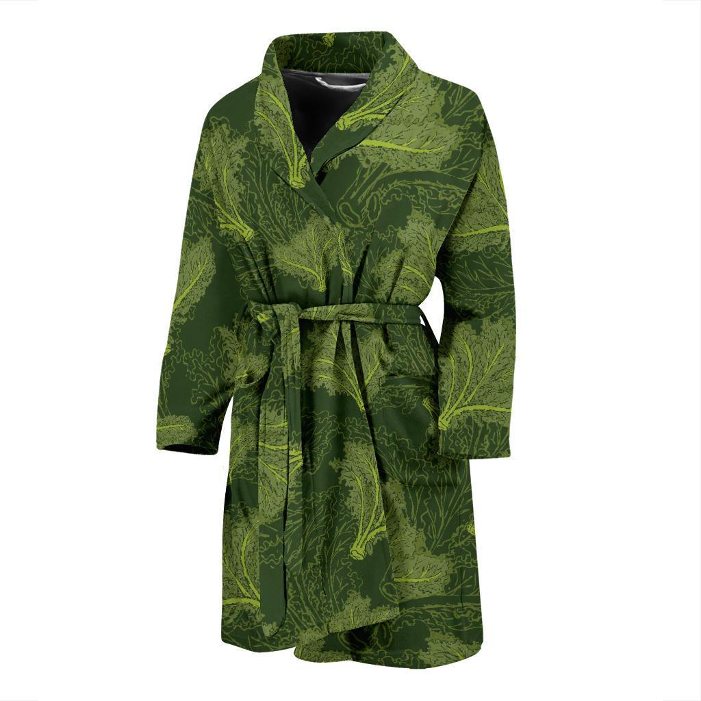 Kale Pattern Print Design 01 Men Bathrobe-JORJUNE.COM