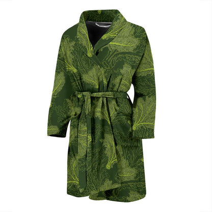 Kale Pattern Print Design 01 Men Bathrobe-JORJUNE.COM
