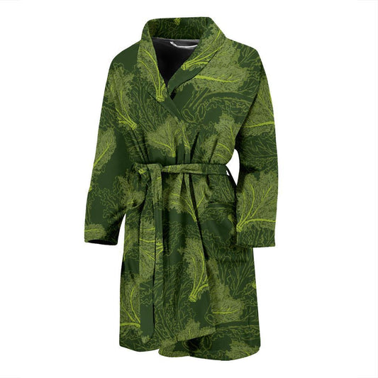 Kale Pattern Print Design 01 Men Bathrobe-JORJUNE.COM