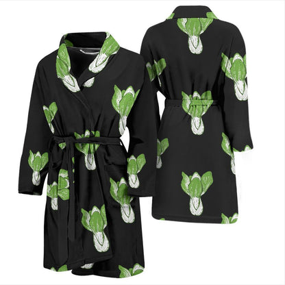 Kale Pattern Print Design 02 Men Bathrobe-JORJUNE.COM