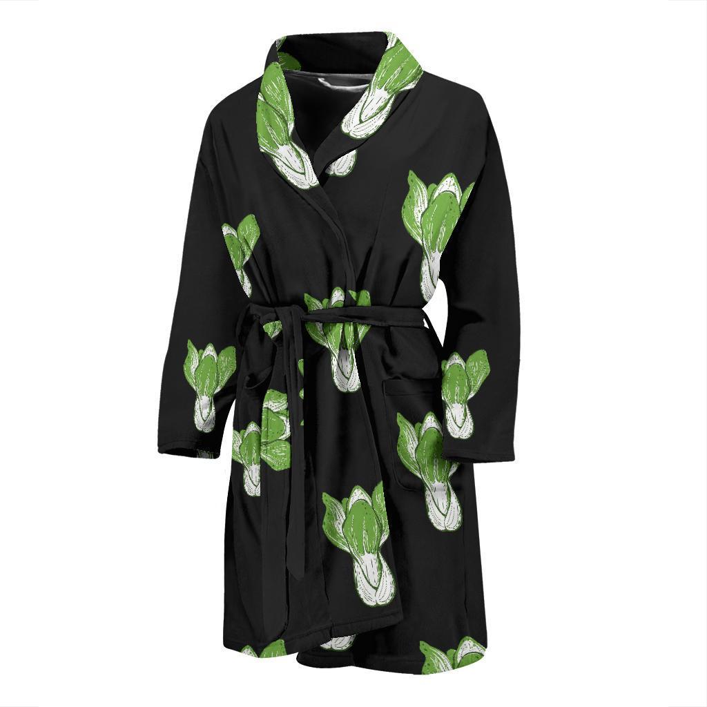 Kale Pattern Print Design 02 Men Bathrobe-JORJUNE.COM