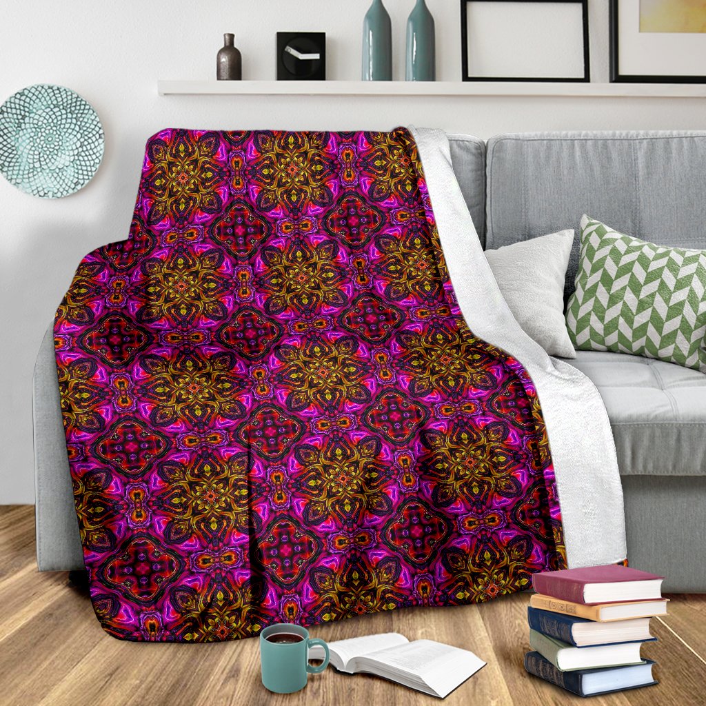 Kaleidoscope Abstract Print Design Fleece Blanket