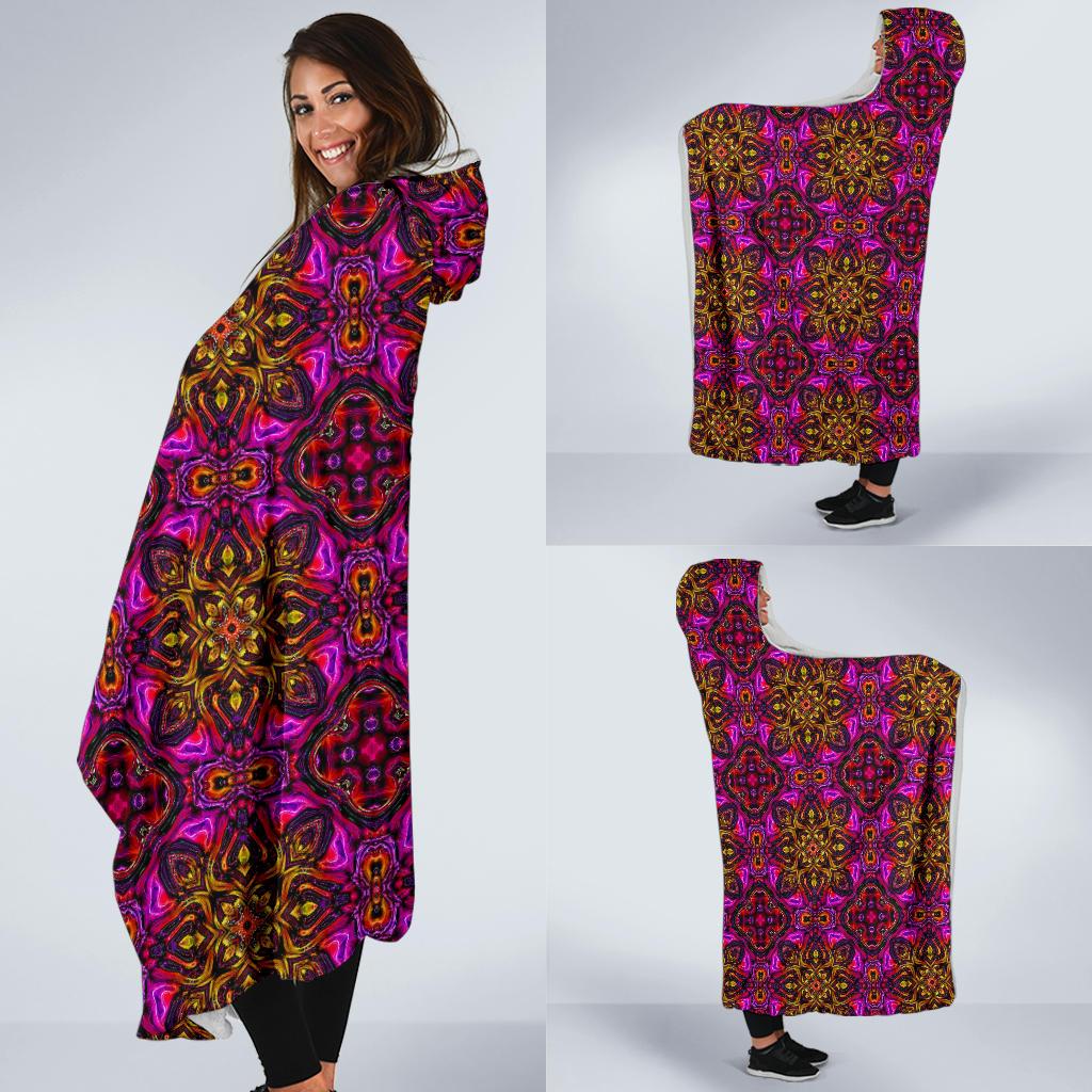 kaleidoscope Abstract Print Design Hooded Blanket-JTAMIGO.COM