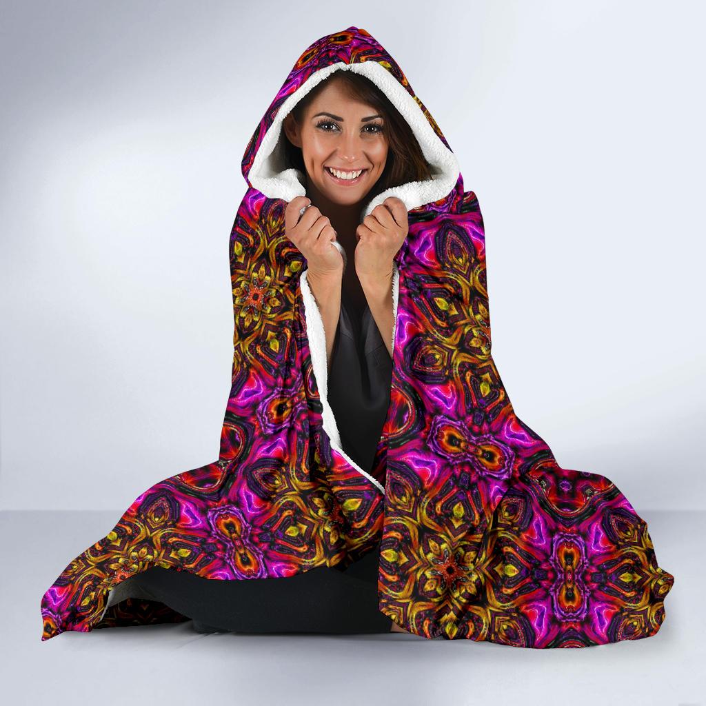 kaleidoscope Abstract Print Design Hooded Blanket-JTAMIGO.COM