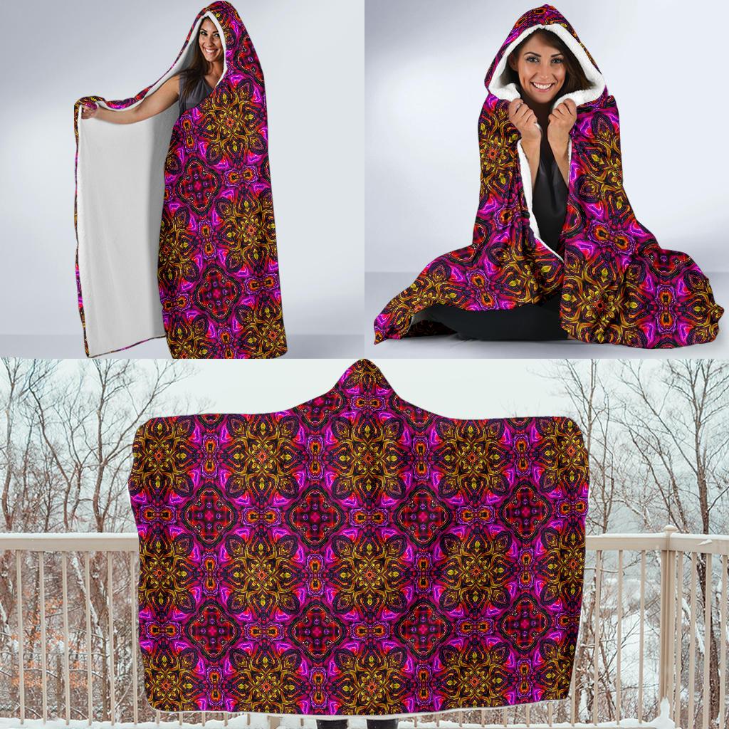 kaleidoscope Abstract Print Design Hooded Blanket-JTAMIGO.COM