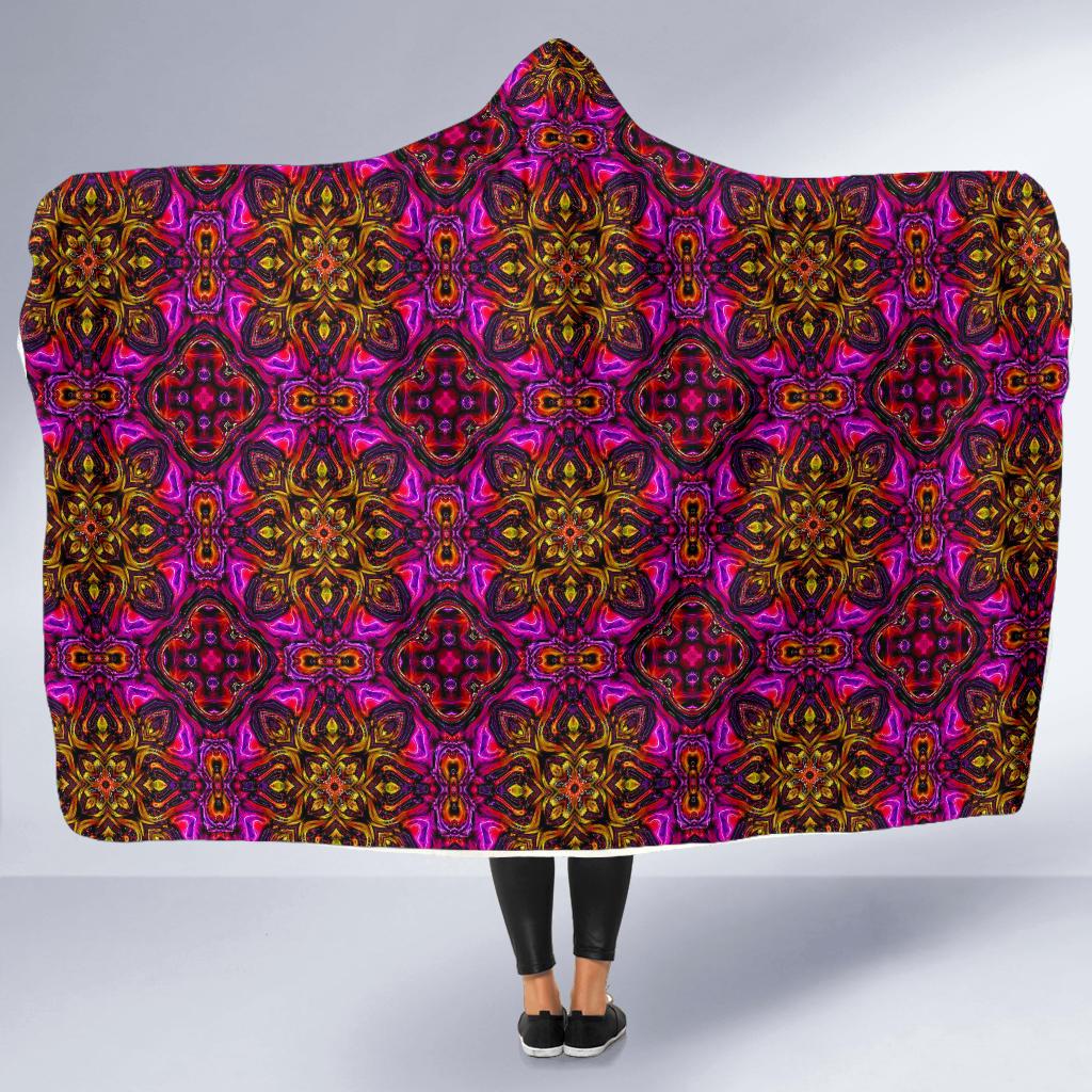 kaleidoscope Abstract Print Design Hooded Blanket-JTAMIGO.COM