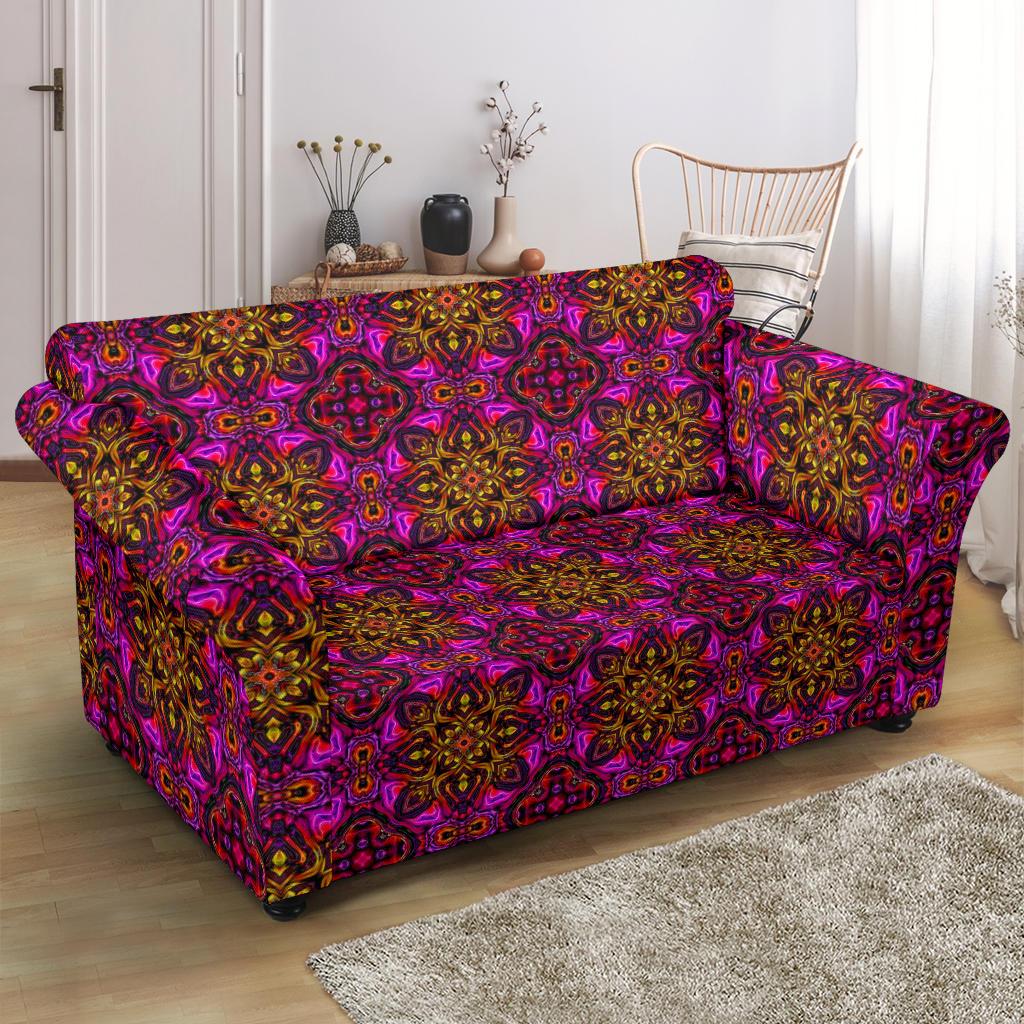 kaleidoscope Abstract Print Design Loveseat Slipcover-JTAMIGO.COM