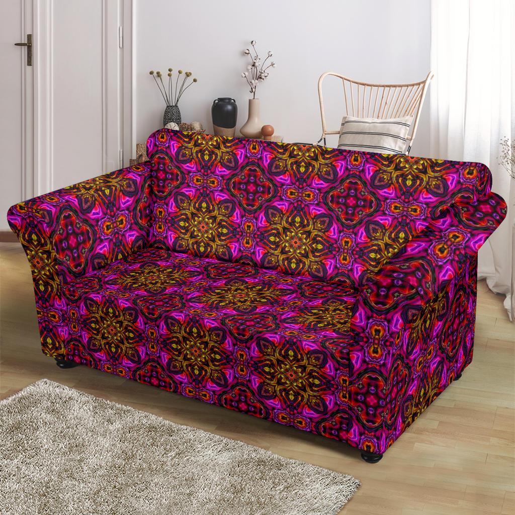 kaleidoscope Abstract Print Design Loveseat Slipcover-JTAMIGO.COM