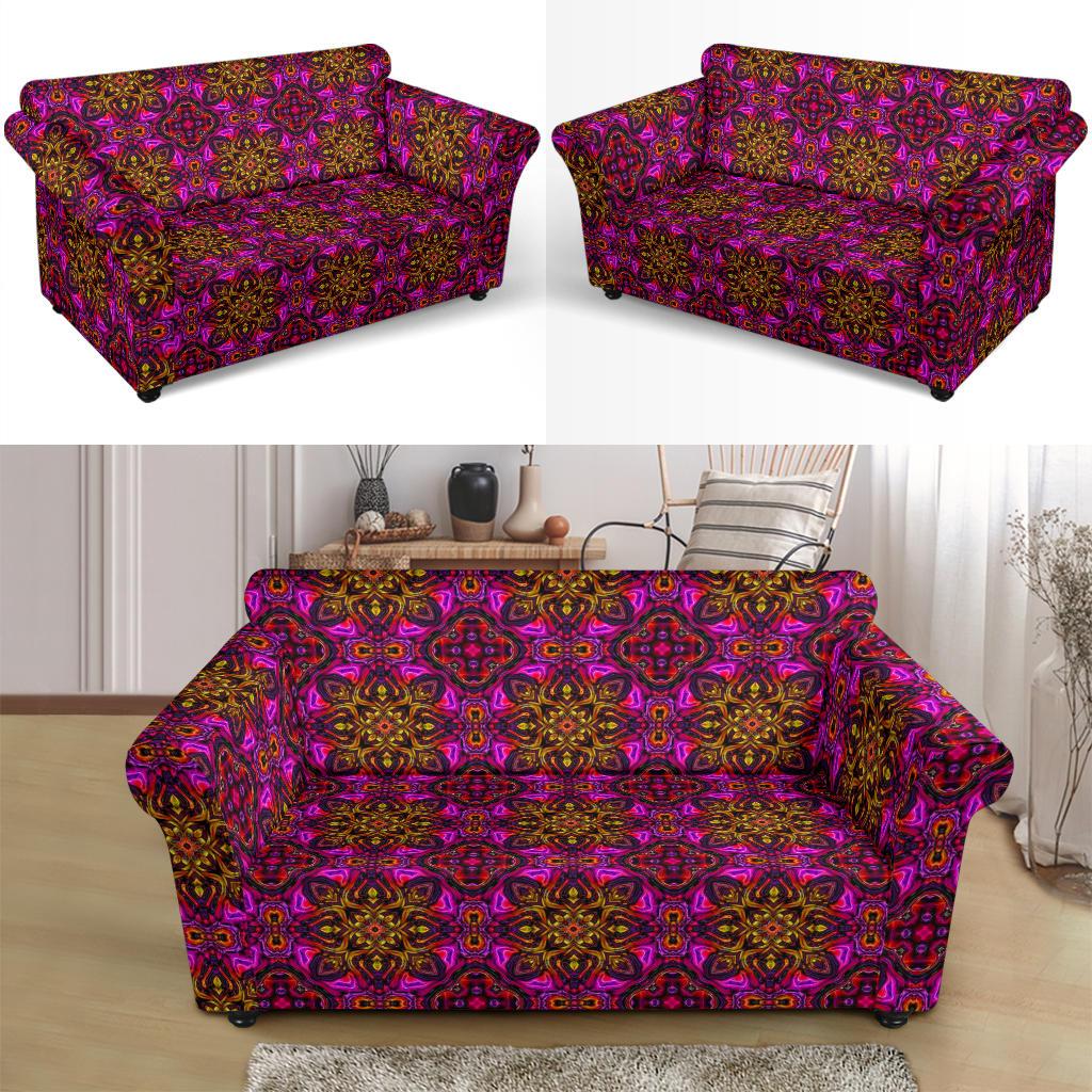 kaleidoscope Abstract Print Design Loveseat Slipcover-JTAMIGO.COM