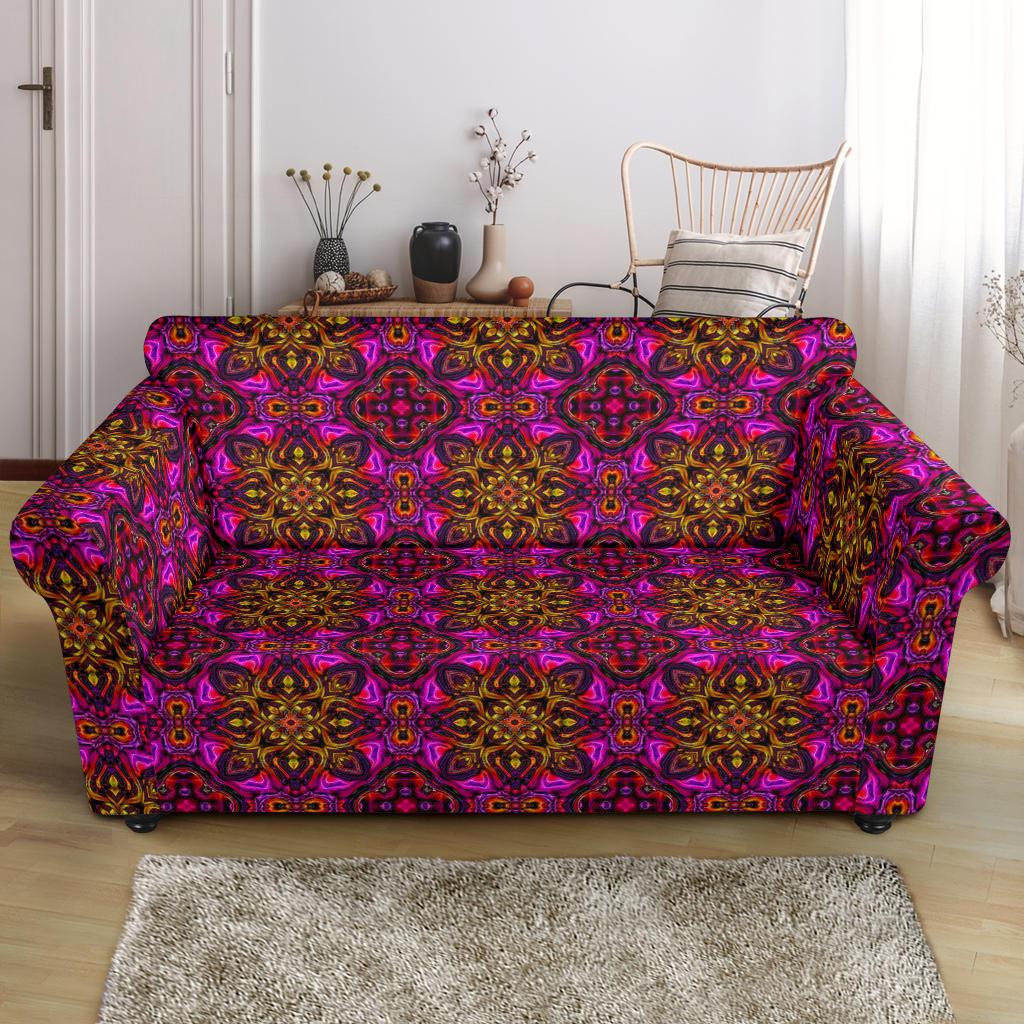 kaleidoscope Abstract Print Design Loveseat Slipcover-JTAMIGO.COM