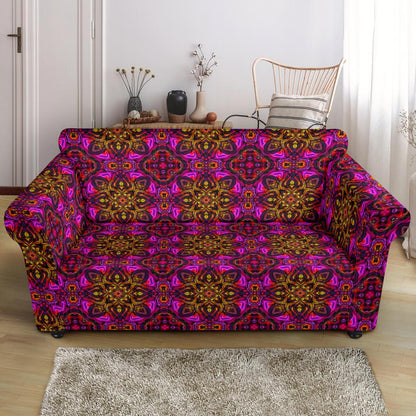 kaleidoscope Abstract Print Design Loveseat Slipcover-JTAMIGO.COM