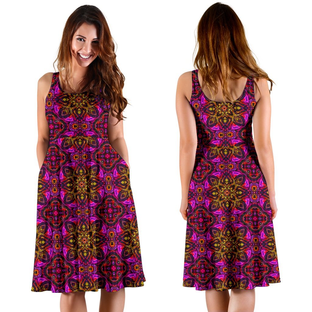 kaleidoscope Abstract Print Design Sleeveless Dress