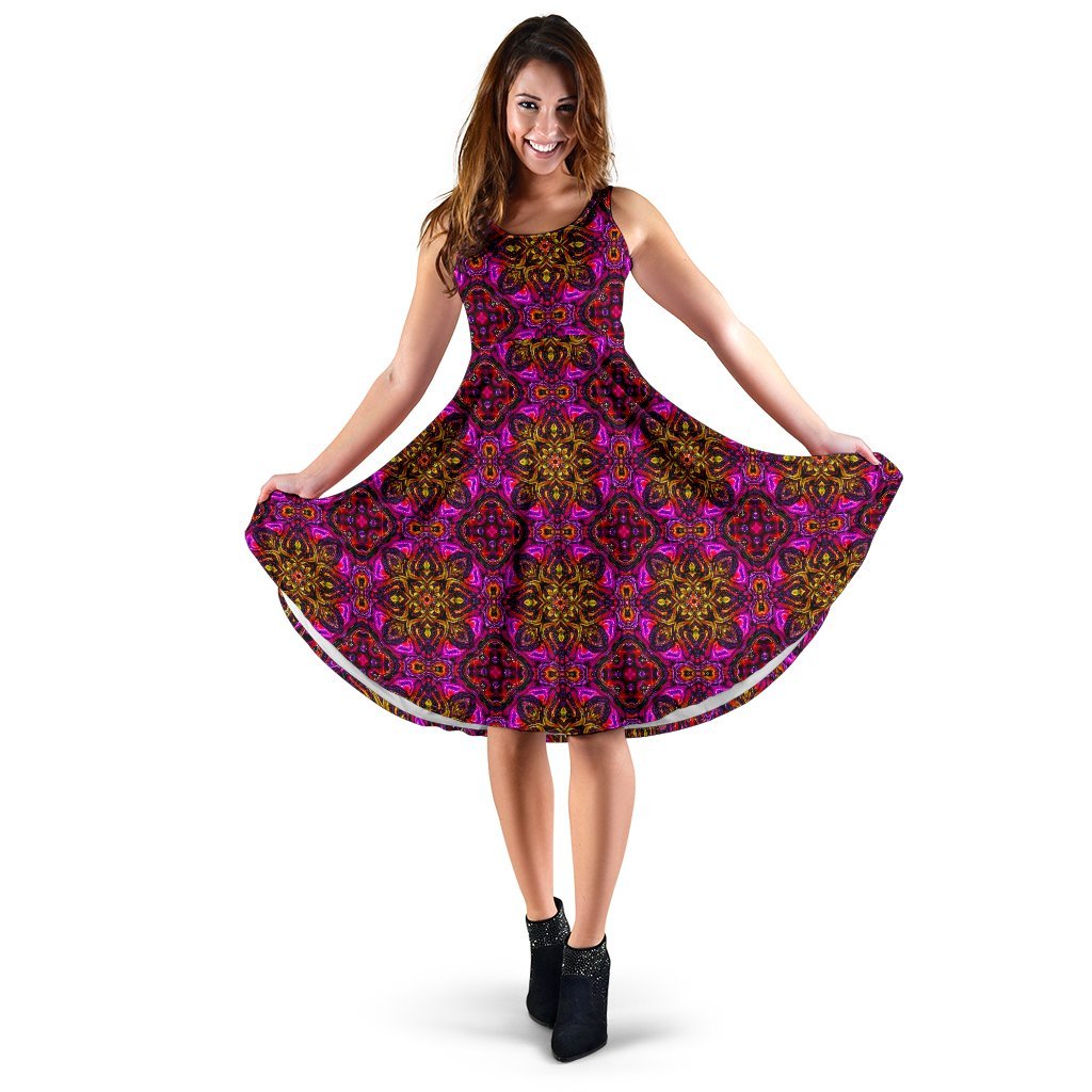 kaleidoscope Abstract Print Design Sleeveless Dress