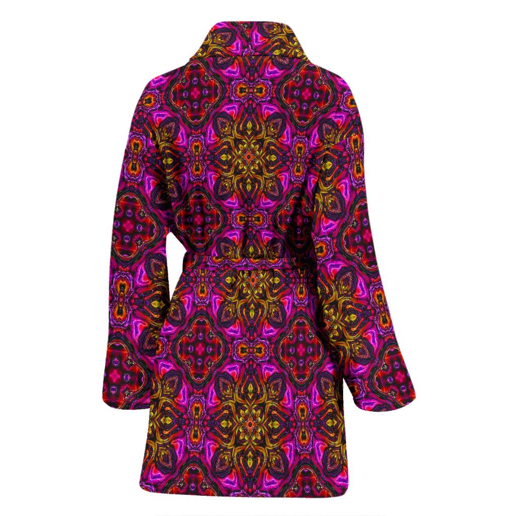 kaleidoscope Abstract Print Design Women Bath Robe-JTAMIGO.COM