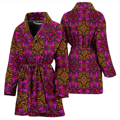 kaleidoscope Abstract Print Design Women Bath Robe-JTAMIGO.COM