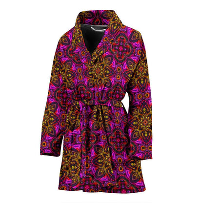 kaleidoscope Abstract Print Design Women Bath Robe-JTAMIGO.COM