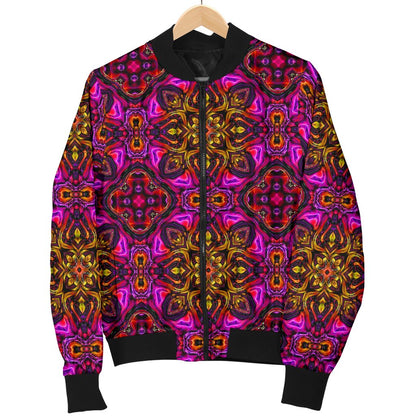 Kaleidoscope Abstract Print Design Women Casual Bomber Jacket