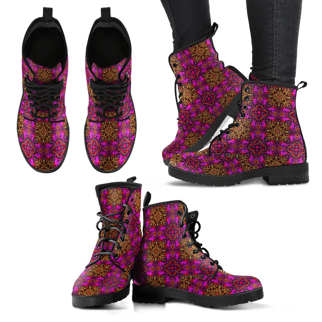 kaleidoscope Abstract Print Design Women Leather Boots-JTAMIGO.COM