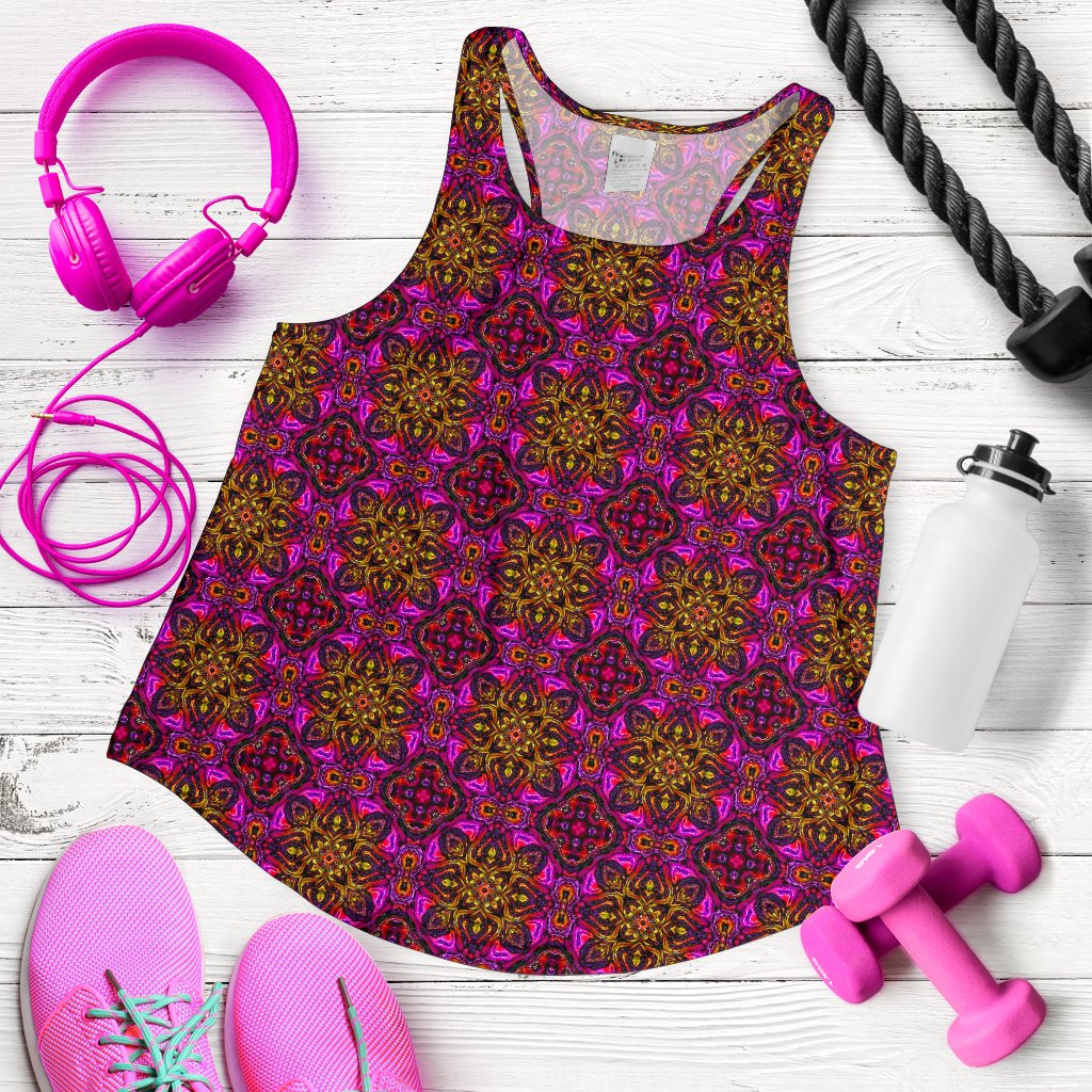 kaleidoscope Abstract Print Design Women Racerback Tank Top
