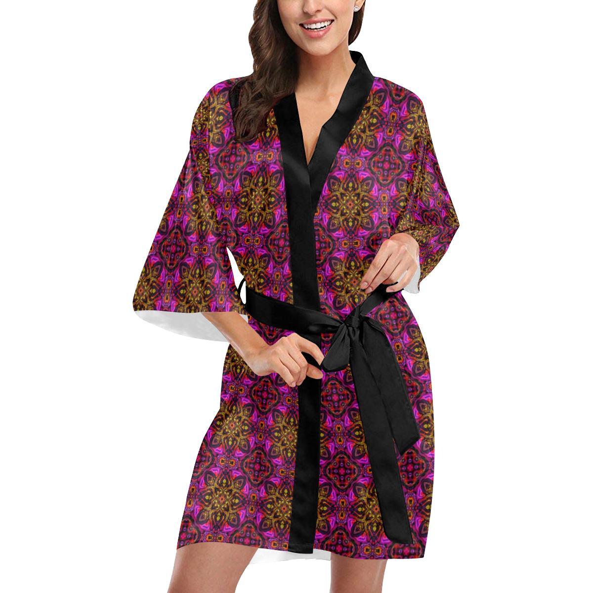 kaleidoscope Abstract Print Design Women Short Kimono Robe