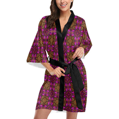 kaleidoscope Abstract Print Design Women Short Kimono Robe