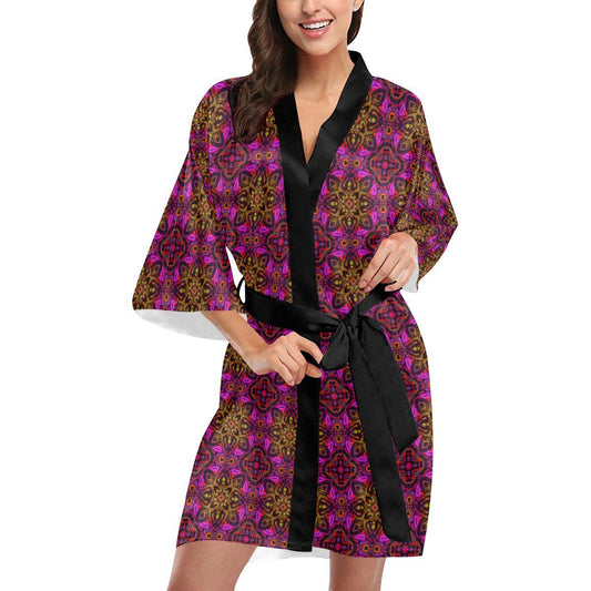 kaleidoscope Abstract Print Design Women Short Kimono Robe