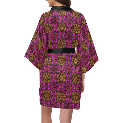 kaleidoscope Abstract Print Design Women Short Kimono Robe